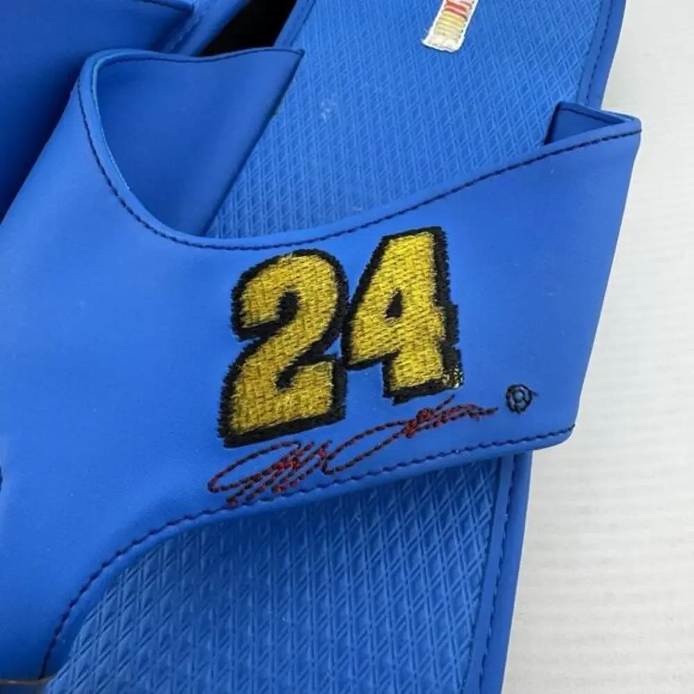 Nascar Jeff Gordon Blue Flip Flop Thong Sandal Size 10-11 New Summer Pool Beach